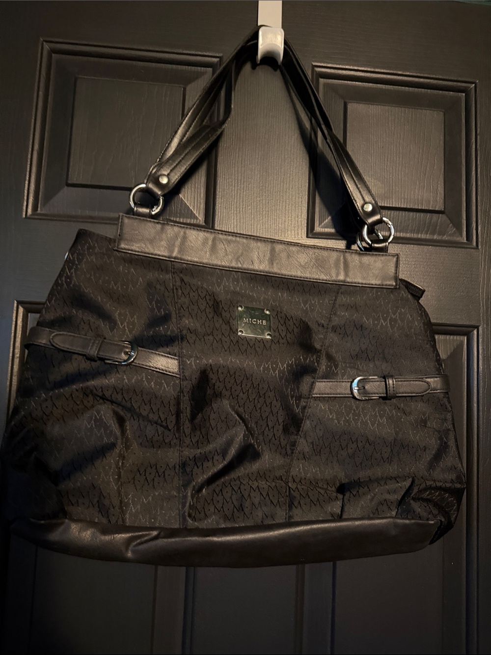 Miche Black Shoulder Tote with Leather Trim, Miche honor